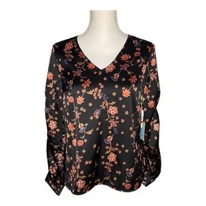 NWT CeCe Floral Long Sleeve Blouse‎